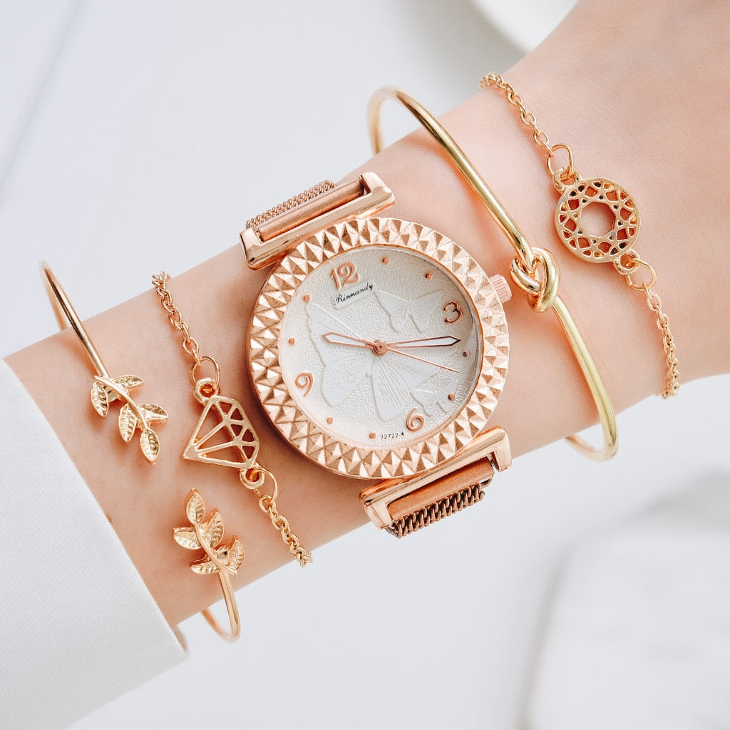 Lvpai Brand 5PCS New Luxury Fashion Bracelet Watch Set Women